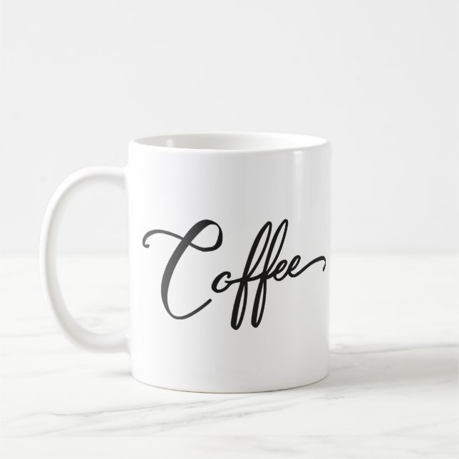 Caneca De Café Word Café, caligrafia negra mínima (Esquerda)