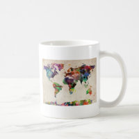 World Map Urban Watercolor