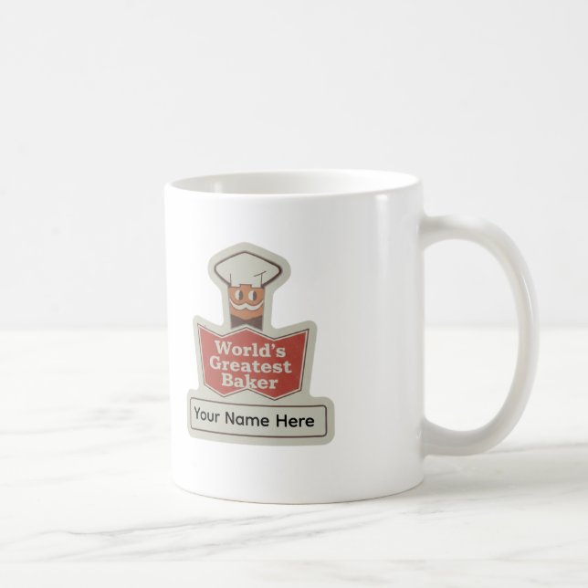 Caneca De Café World's Greatest Baker Retro Cartoon Custom Mug (Direita)