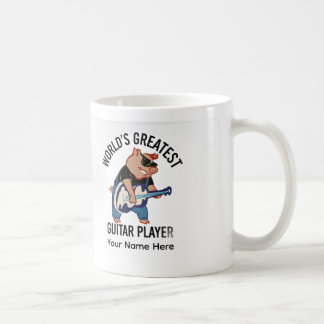 Caneca De Café World's Greatest Guitar Player, Custom Rocker Pig