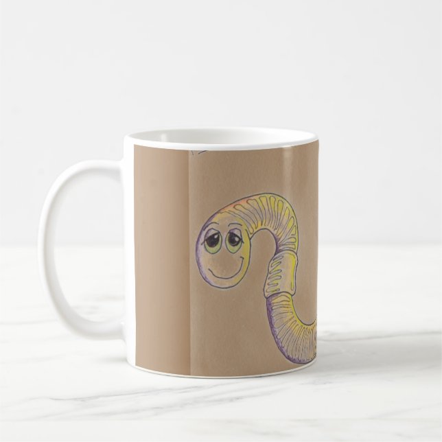 Caneca De Café Worm bonito com o nome MARK (Esquerda)