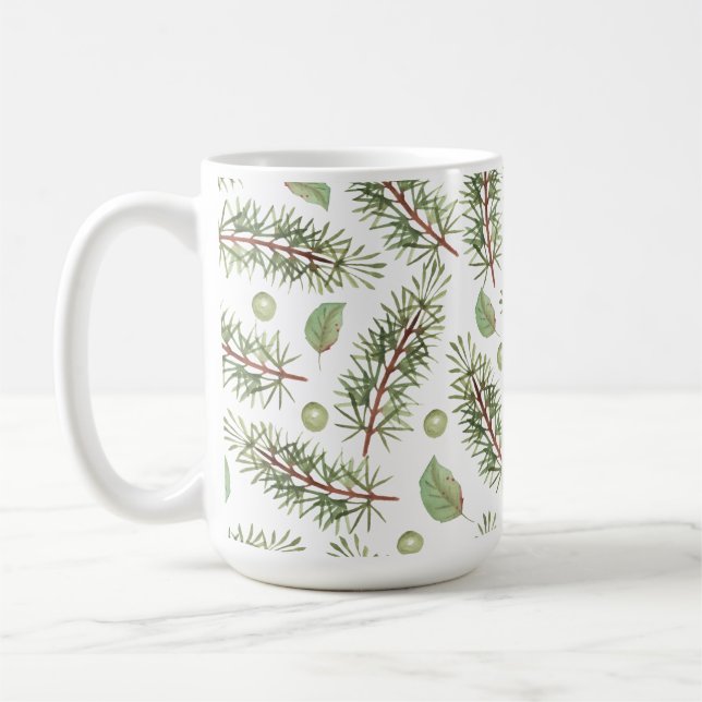 Caneca De Café Wra de Natal de Folha Verde Simples (Esquerda)