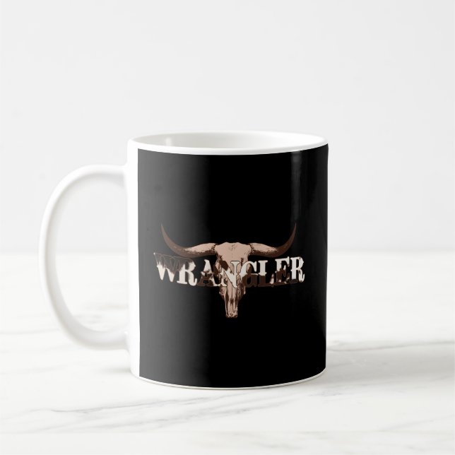 Caneca De Café Wrangler Cowhide Cow Skull Impressão Wrangler (Esquerda)
