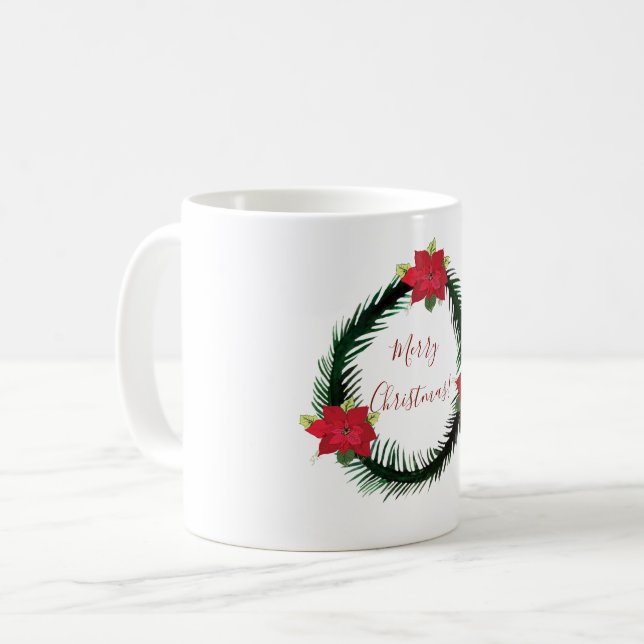 Caneca De Café Wreath de Natal Mug (Frente Esquerda)