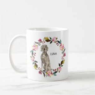 Caneca De Café Wreath de Rosa do Weimaraner Personalizado