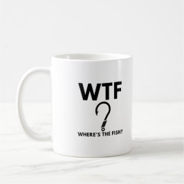 Caneca De Café WTF Onde está a pesca engraçada de peixe