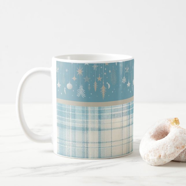 Caneca De Café Xadrez azul (Com Donut)
