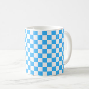 Caneca De Café Xadrez azul claro clássico