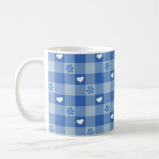 Caneca de Café Xadrez Azul Clássico