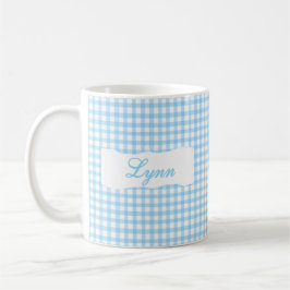 Caneca De Café Xadrez Azul Clássico com Nome Personalizado 
