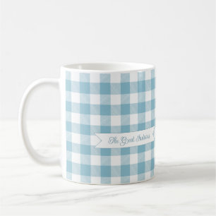 Caneca De Café Xadrez Azul Decorativo Búfalo