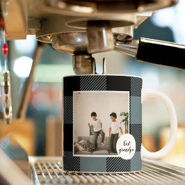 Caneca De Café Xadrez Azul E Preta - Melhor Presente Do Avô Com F