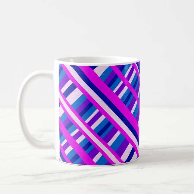 Caneca De Café Xadrez azul roxa rosa Diagonal (Esquerda)