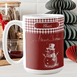 Caneca De Café Xadrez Branca de Feliz Natal