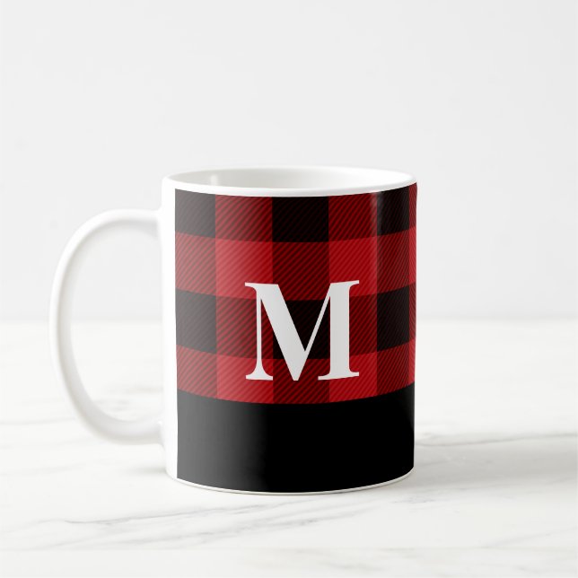 Caneca De Café Xadrez Búfalo Monograma (Esquerda)