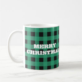 Caneca De Café Xadrez Búfalo Personalizado com Monograma de Natal