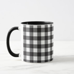 Caneca de Café Xadrez Búfalo Preto e Branco