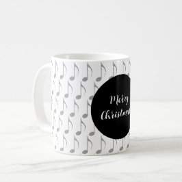 Caneca De Café Xadrez Chic Notas Musicais Feliz Natal