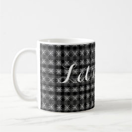 Caneca De Café Xadrez cinza e preto rústico - neve 