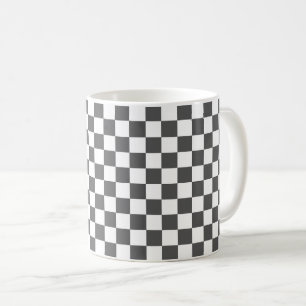 Caneca De Café Xadrez cinza escuro clássico