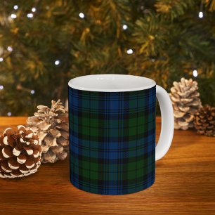Caneca De Café Xadrez Clan Campbell Militar Tartan Black Green