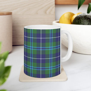 Caneca De Café Xadrez Clan Douglas Tartan Blue Green Check