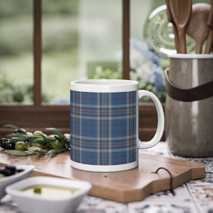 Caneca De Café Xadrez Clan Thompson Tartan Blue Cinza Check