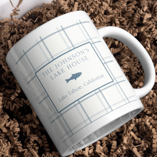 Caneca De Café Xadrez Clássica Personalizável Lago Casa Azul