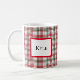 Caneca De Café Xadrez Clássico de Inverno Tártano Nome Personaliz
