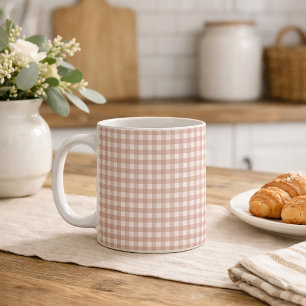 Caneca De Café Xadrez clássico rosa e branco
