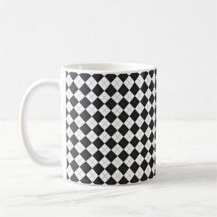 Caneca De Café Xadrez de Argyle. Escocês em branco e preto 