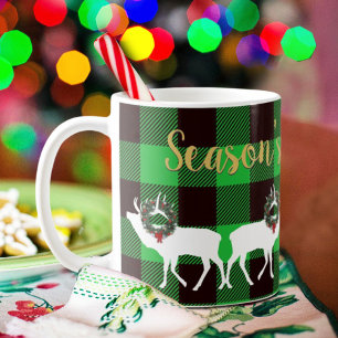 Caneca De Café Xadrez de Búfalo Verde Terra de Natal