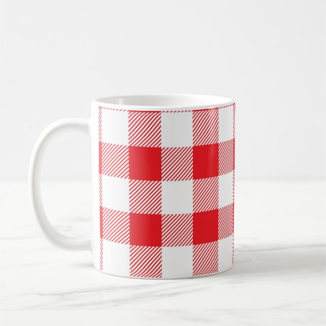 Caneca De Café Xadrez de búfalos Vermelho Cheque de Café (Esquerda)