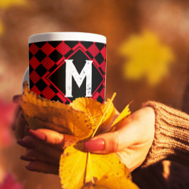 Caneca De Café Xadrez de búfalos vermelho e preto