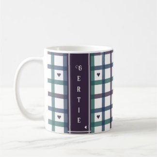 Caneca De Café Xadrez de Coração Roxo