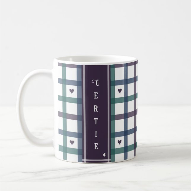 Caneca De Café Xadrez de Coração Roxo (Esquerda)