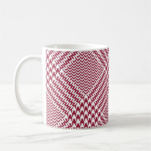 Caneca De Café Xadrez de Glen Branco Vermelho: Tartan Torcido