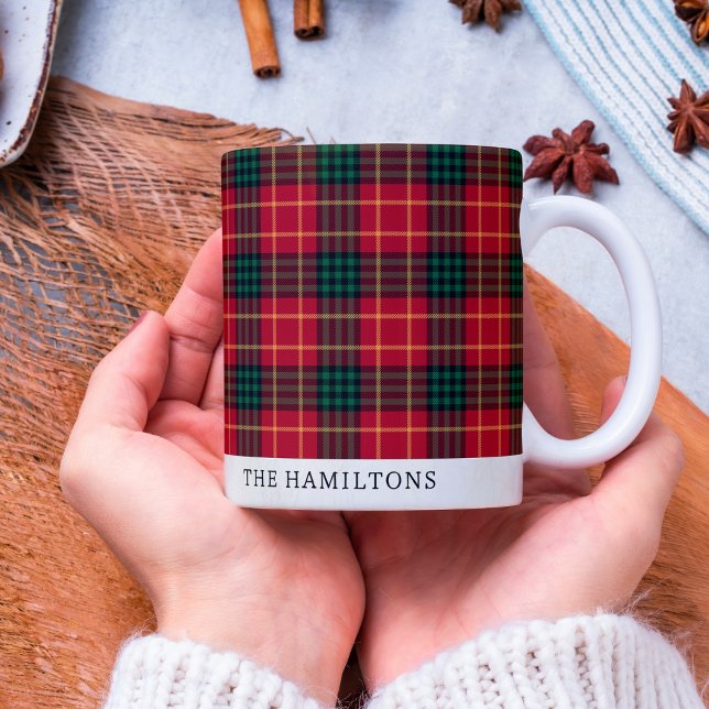 Caneca De Café Xadrez de Natal Red Tartan Personalizado Mug (Criador carregado)