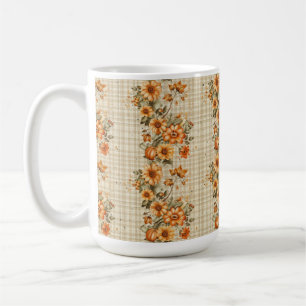Caneca De Café Xadrez DE PEÇAS COM FLORES DE QUEDA LARANJA E AMAR