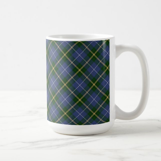 Caneca De Café Xadrez de Tartan azul e verde (Direita)