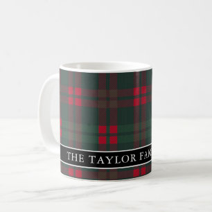 Caneca De Café Xadrez Escocês Rústico Nome da Família