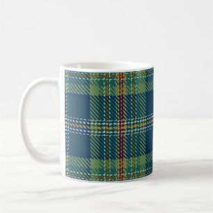 Caneca De Café Xadrez Escocês Tarta Azul e Verde