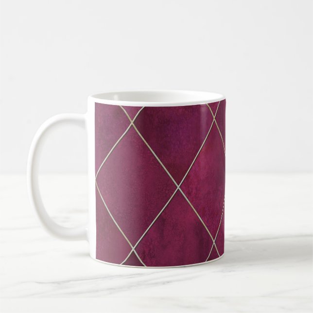 Caneca De Café Xadrez geométrica de Argyle: dourado a aquarela (Esquerda)