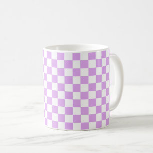 Caneca De Café Xadrez lavanda claro clássico