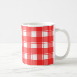 Caneca De Café Xadrez Listrado Vermelho e Branco País