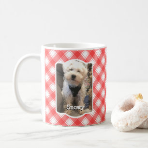 Caneca De Café Xadrez Personalizada 2 Fotografias Red & White Cou