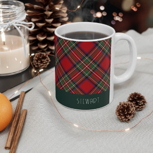 Caneca De Café Xadrez personalizada Rustic Stewart Tartan