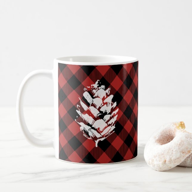Caneca De Café Xadrez Pinecone do búfalo (Com Donut)