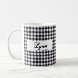 Caneca De Café Xadrez Preto Clássico com Nome Personalizado 