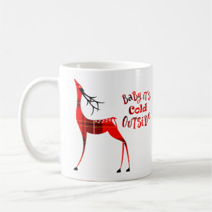 Caneca De Café Xadrez Reindeer Bebê Frio Fora